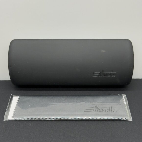 Silhouette Eyeglass Case Black Hard Shell With Cleaning Cloth - Picture 1 of 3